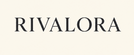 The word 'RIVALORA' appears in large, dark gray serif letters centered on a warm off-white background.
