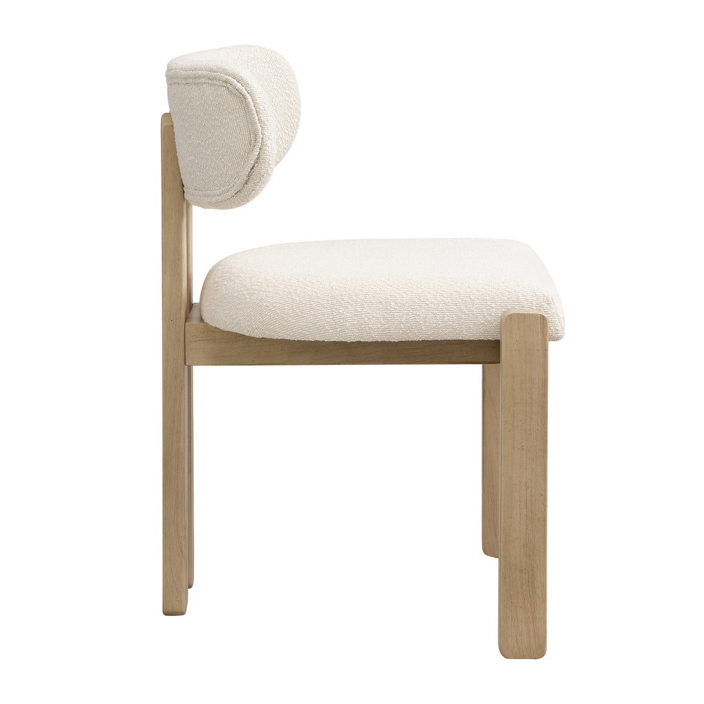 Chair with white cushioned seat and backrest on a white background