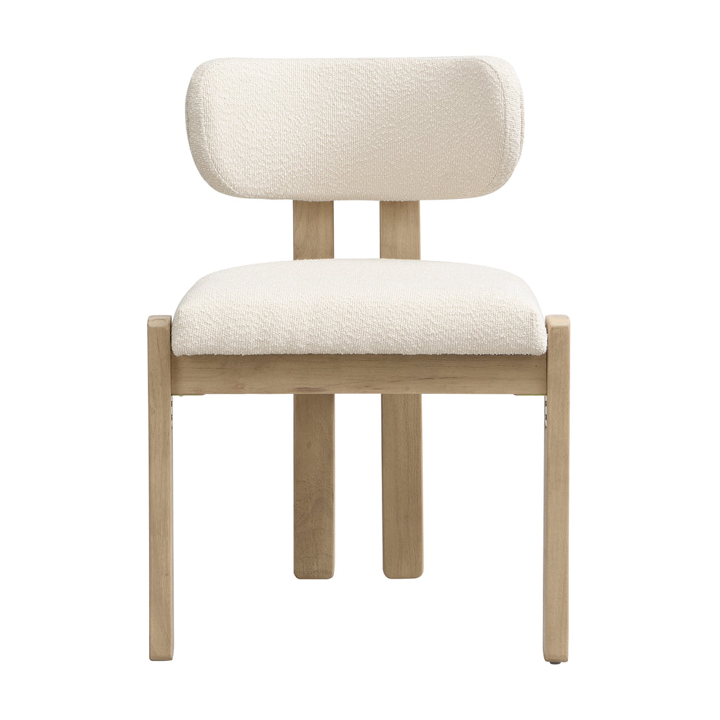 Chair with white cushioned seat and backrest on a white background