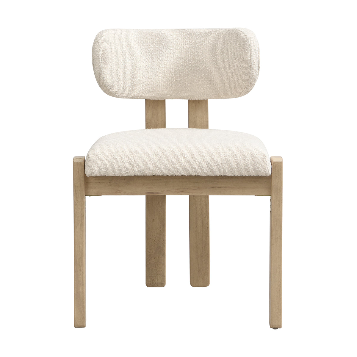 Chair with white cushioned seat and backrest on a white background