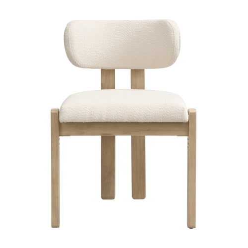 Chair with white cushioned seat and backrest on a white background