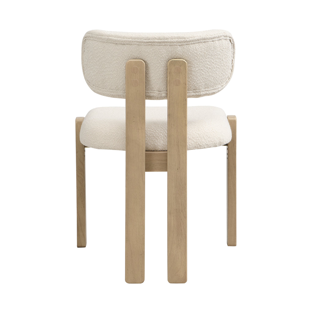 Chair with beige cushioned backrest and seat on a white background