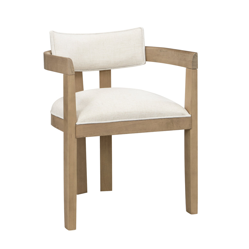 Wooden chair with white cushion on a white background