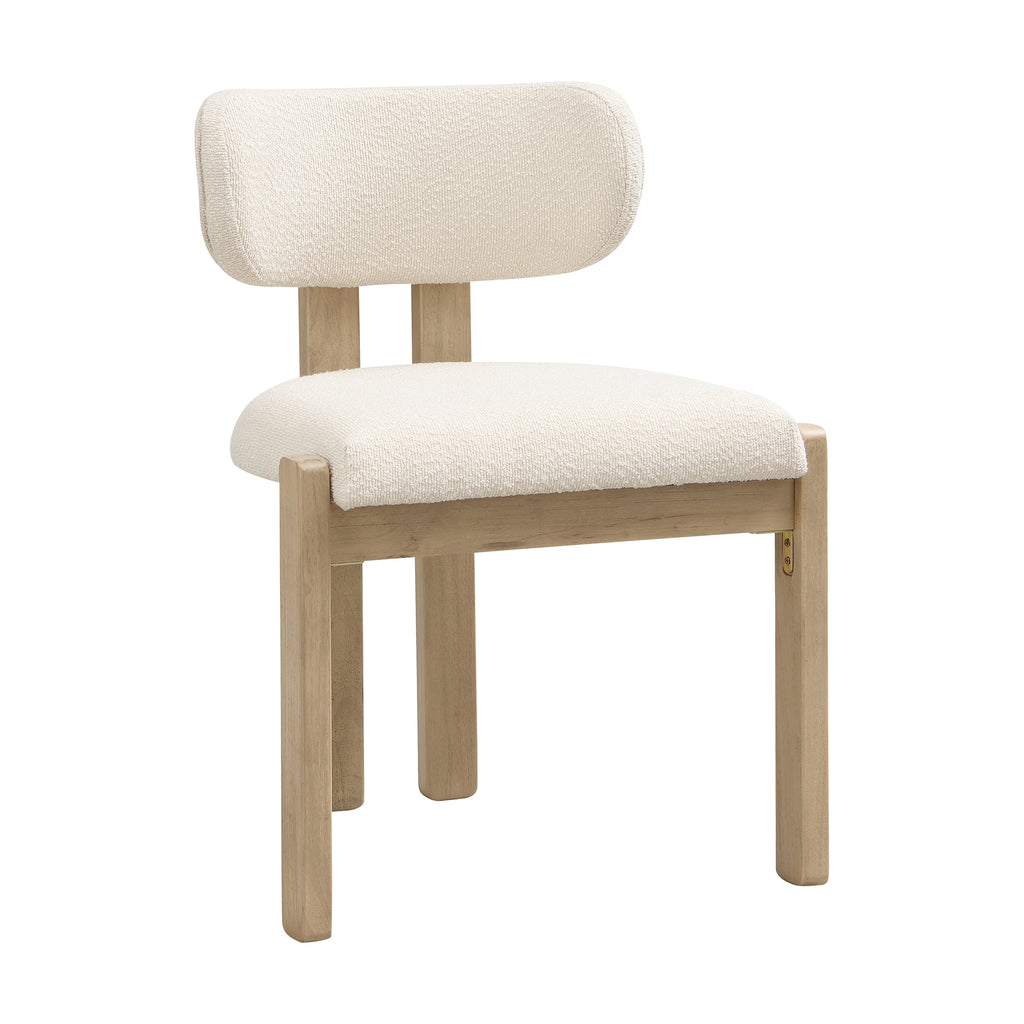 Beige chair with white cushion on a white background