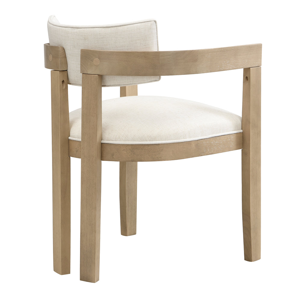 Wooden chair with white cushion on a white background